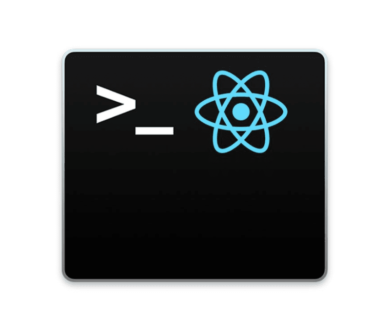 React logo on a terminal icon.